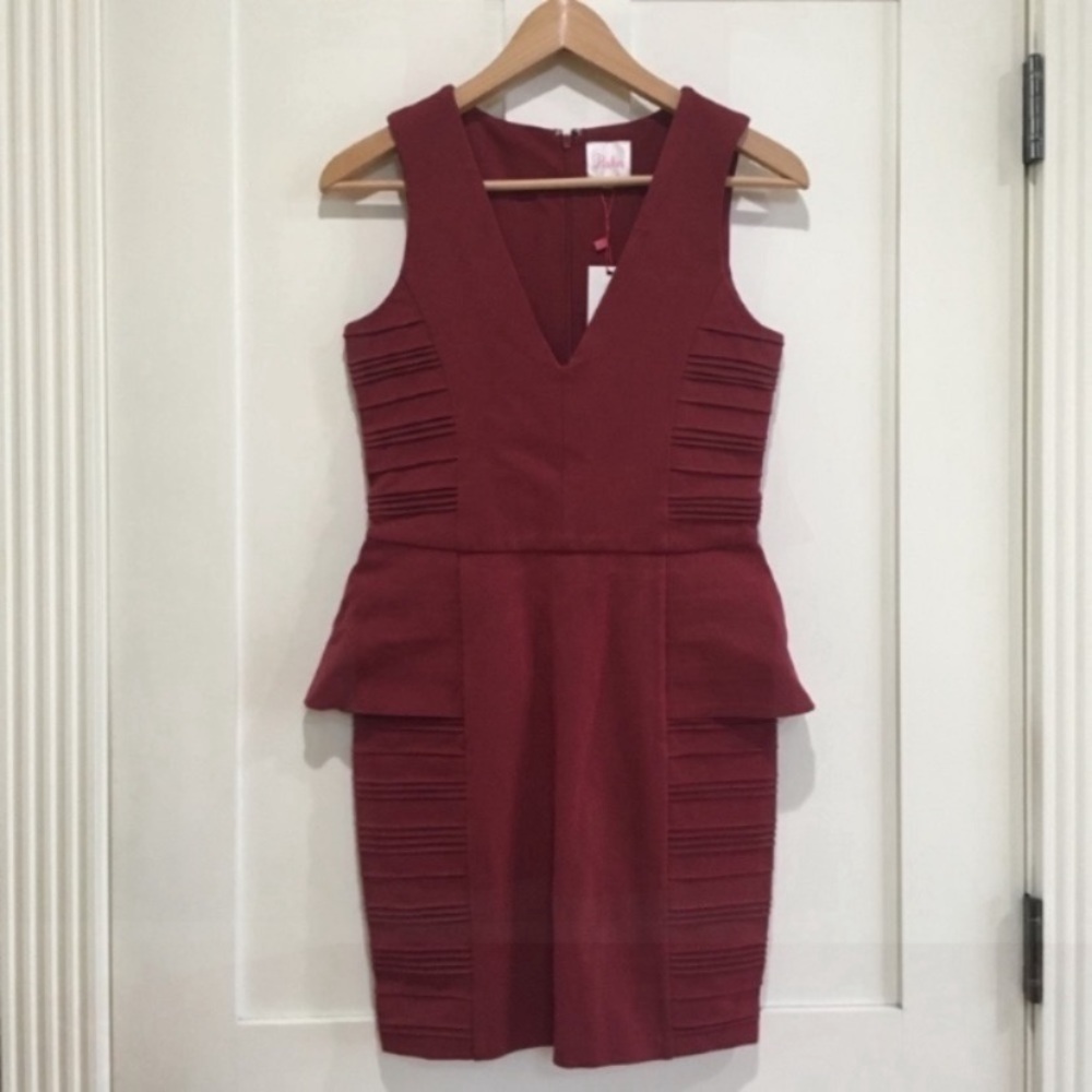 Parker Womens Date Night Dress small Valentines Day Peplum Cocktail Dress